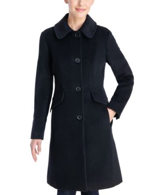 Anne Klein Petite Club-Collar Walker Coat, Created for Macy's - Macy's