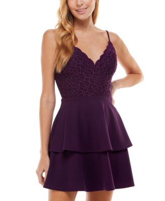 green emerald velvet dress CITY STUDIO Womens Green Zippered Ruffled Floral Lace Back Padded Cups –  Bobbi + Bricka main image 0
