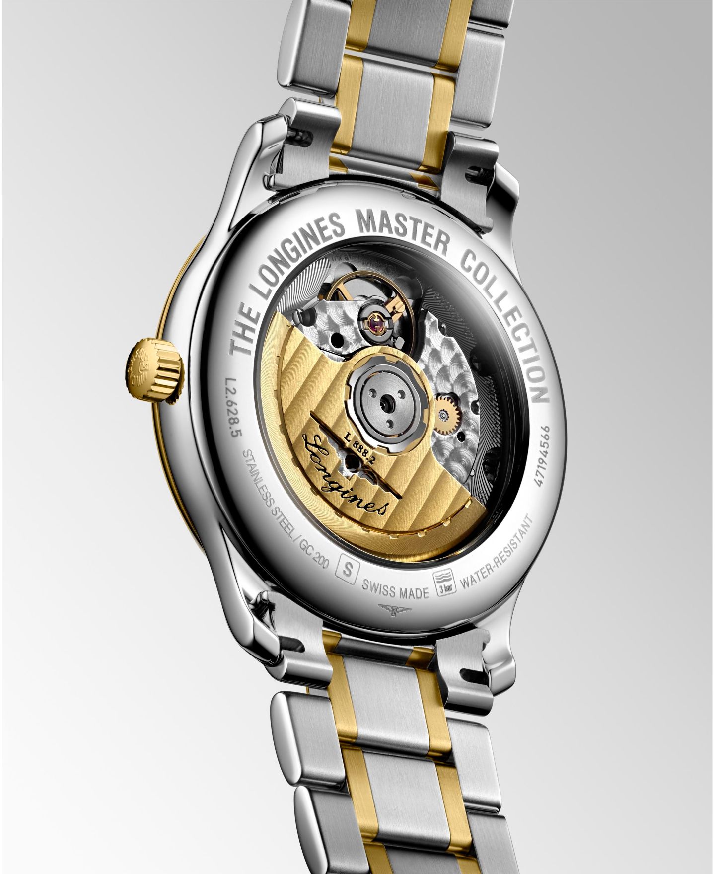 Мужские часы Longines Swiss Automatic Master Diamond Accent 18k Gold and Stainless Steel Bracelet Watch 39mm L26285777 — фото 5