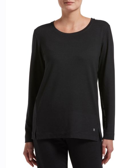 Женская футболка Hue Solid Long Sleeve Lounge T-Shirt, цвет: Чёрный