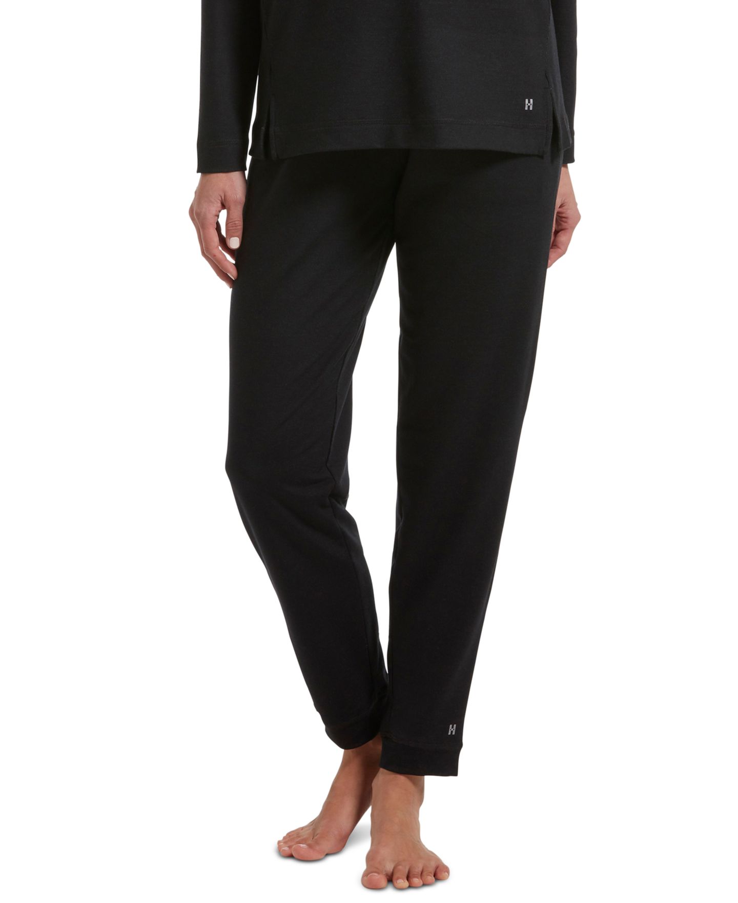 Женские брюки Hue Plus Size French Terry Cuffed Lounge Pant, цвет: Чёрный — фото 1