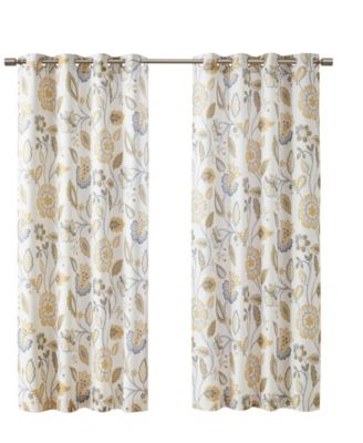 Camille Floral-Print Room Darkening Window Panels