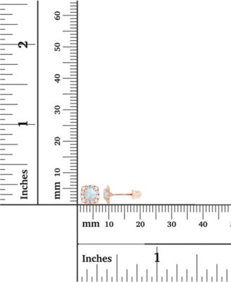 Lab-Grown Opal (1/5 ct. t.w.) & Lab-Grown White Sapphire (1/6 ct. t.w.) Cushion Halo Stud Earrings