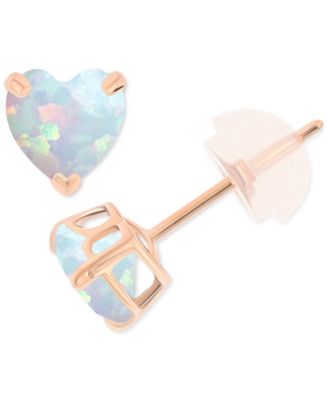 Lab-Grown Opal Heart Stud Earrings (3/8 ct. t.w.) in Sterling Silver