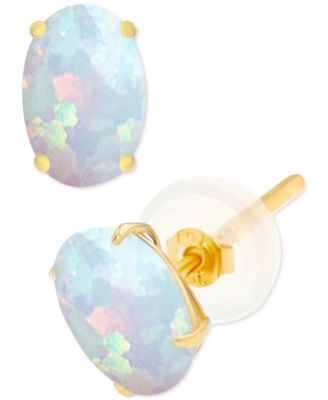 Lab-Created Opal Stud Earrings (3/8 ct. t.w.) in Sterling Silver