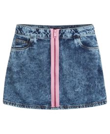 Big Girls Acid Washed Exposed Zipper Denim Skirt