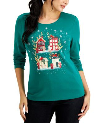 Karen Scott - Holiday Village Scoop-Neck Top, Created for Macy's