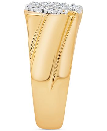 Macy's - Men's Diamond Diagonal Cluster Ring (1/4 ct. t.w.) in 14k Gold-Plated Sterling Silver