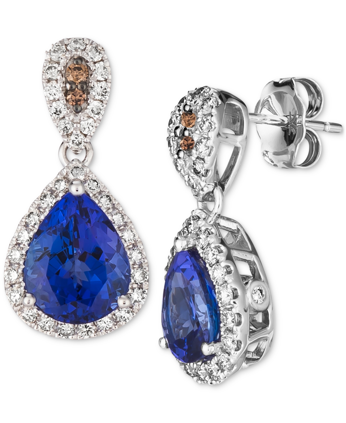 Blueberry Tanzanite (2 ct. t.w.) & Diamond (5/8 ct. t.w.) Drop Earrings in 14k White Gold - Tanzanite