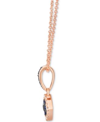 Blueberry Sapphire™ (1/20 ct. t.w.) & Diamond (1/5 ct. t.w.) Evil Eye 18" Pendant Necklace in Rose Gold