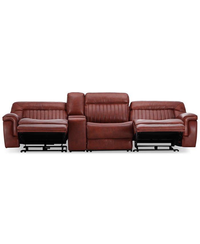 Furniture - Thaniel 4-Pc. Leather Sectional with 2 Power Recliners and 1 USB Console
