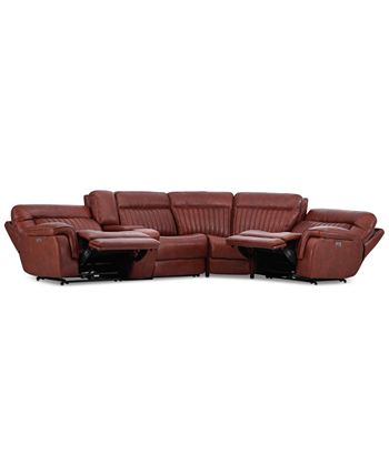 Furniture - Thaniel 5-Pc. Leather Sectional with 2 Power Recliners and 1 USB Console