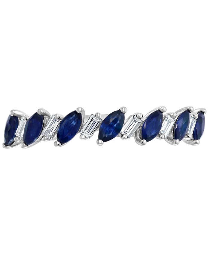 EFFY Collection - Sapphire (5/8 ct. t.w.) & Diamond (1/8 ct. t.w.) Statement Ring in 14k White Gold