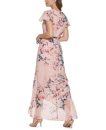 Eliza J Ruffled Floral-Print Maxi Dress - Macy's