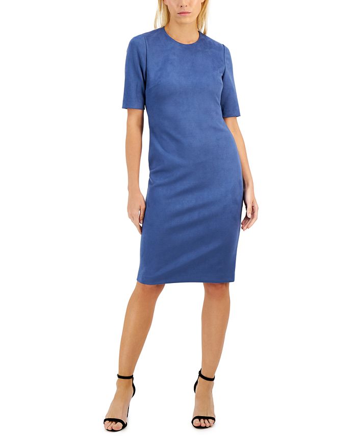 Anne Klein Faux Suede Sheath Dress Macy s