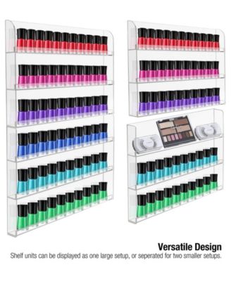 6-Tier Clear Acrylic Nail Polish Wall Rack Display Holder - Stylish Organizer - Holds up to 90 Nail Polish Bottles