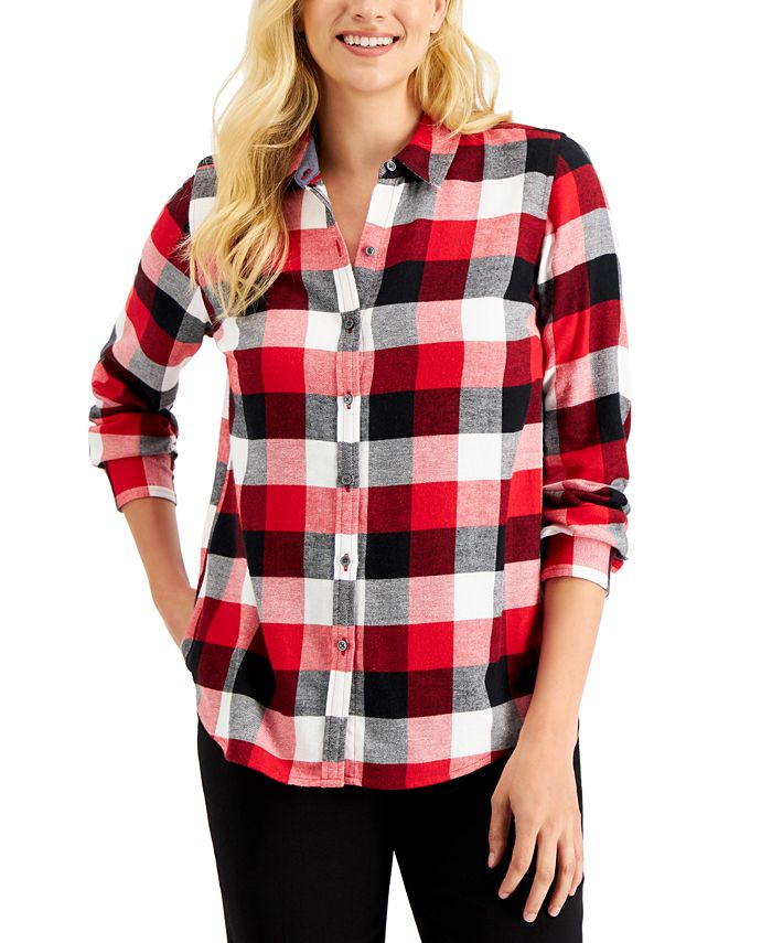 Charter Club Petite Plaid Flannel Shirt, Created for Macy's - Macy's