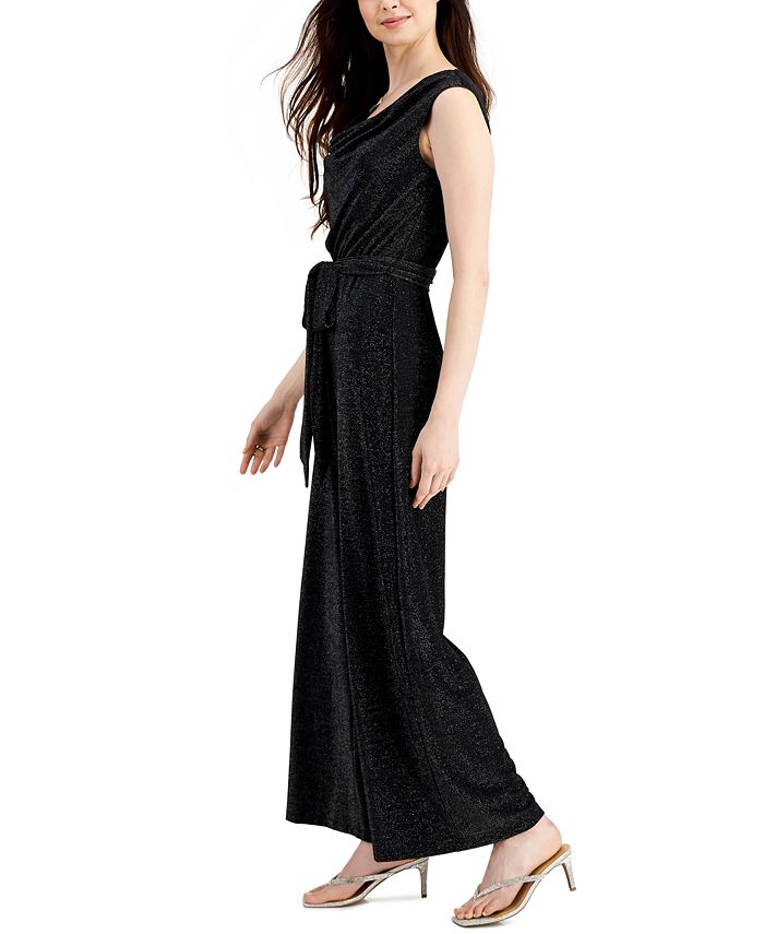 Connected Cowlneck GlitterKnit Jumpsuit Macy's