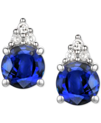 Macy's - Emerald (3/4 ct. t.w.) & Diamond Accent Stud Earrings in 14k Gold (Also in Ruby, Sapphire, Morganite, & Tanzanite)