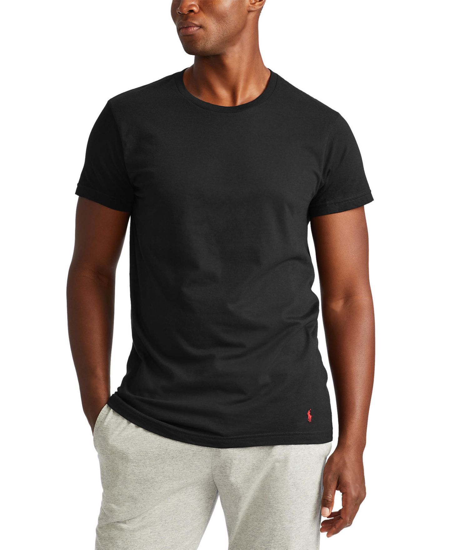Мужские топы Polo Ralph Lauren 3-Pack Big Crewneck Undershirts, цвет: Чёрный — фото 1
