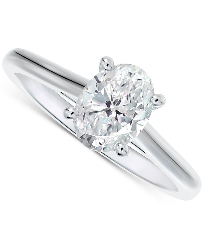 De Beers Forevermark - Diamond Oval-Cut Cathedral Solitaire Engagement Ring (1/2 ct. t.w.) in 14k White Gold