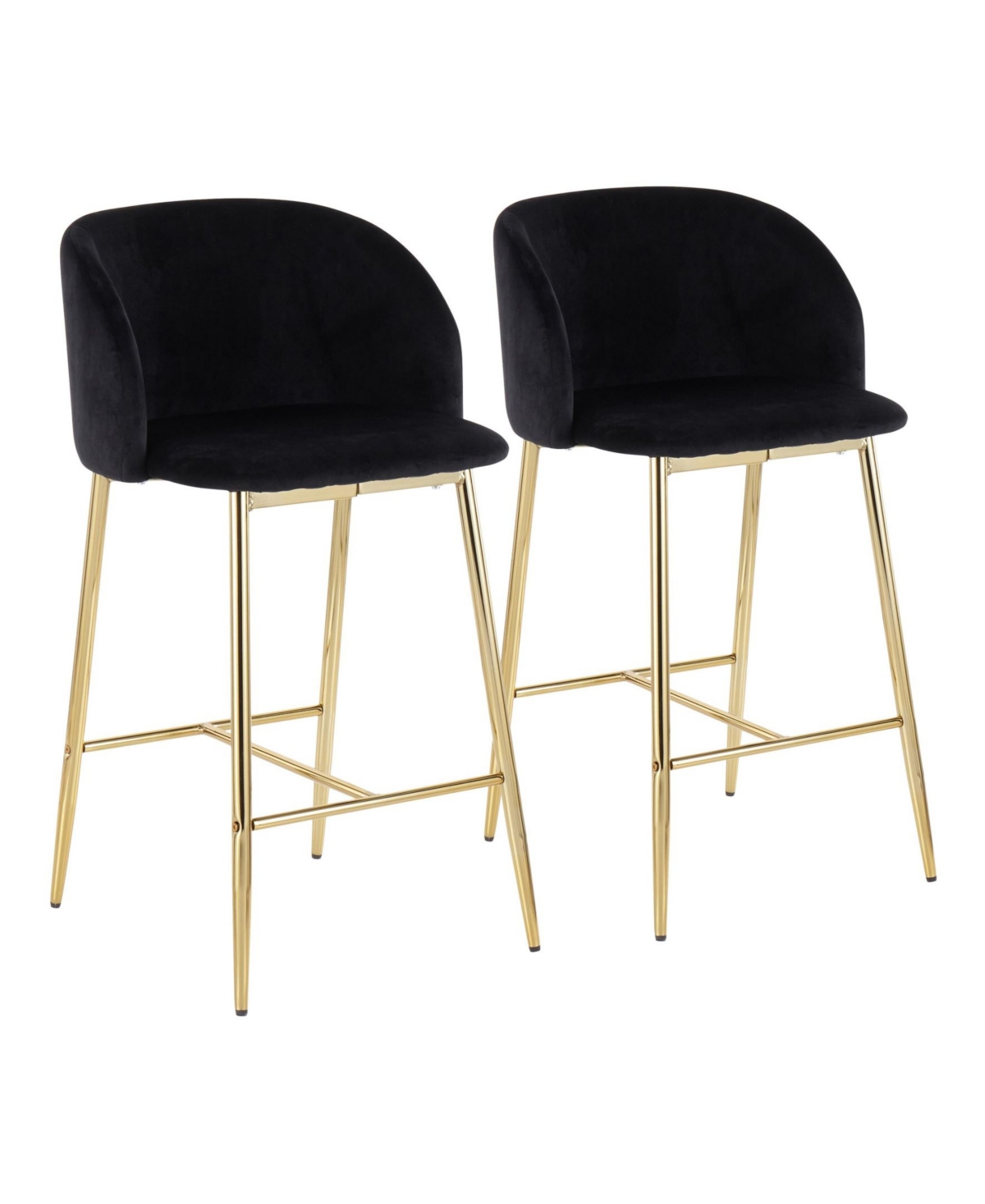 Lumisource Fran Contemporary Counter Stool, Set Of 2 In Gold-tone Steel,black Velvet