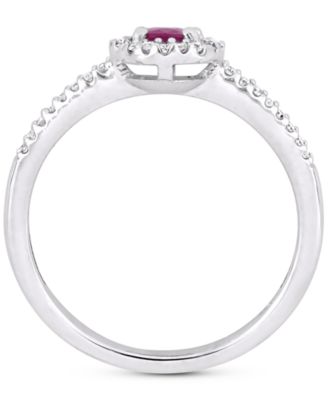 Ruby (5/8 ct. t.w.) & Diamond (1/8 ct. t.w.) Oval Halo Ring in 10k White Gold