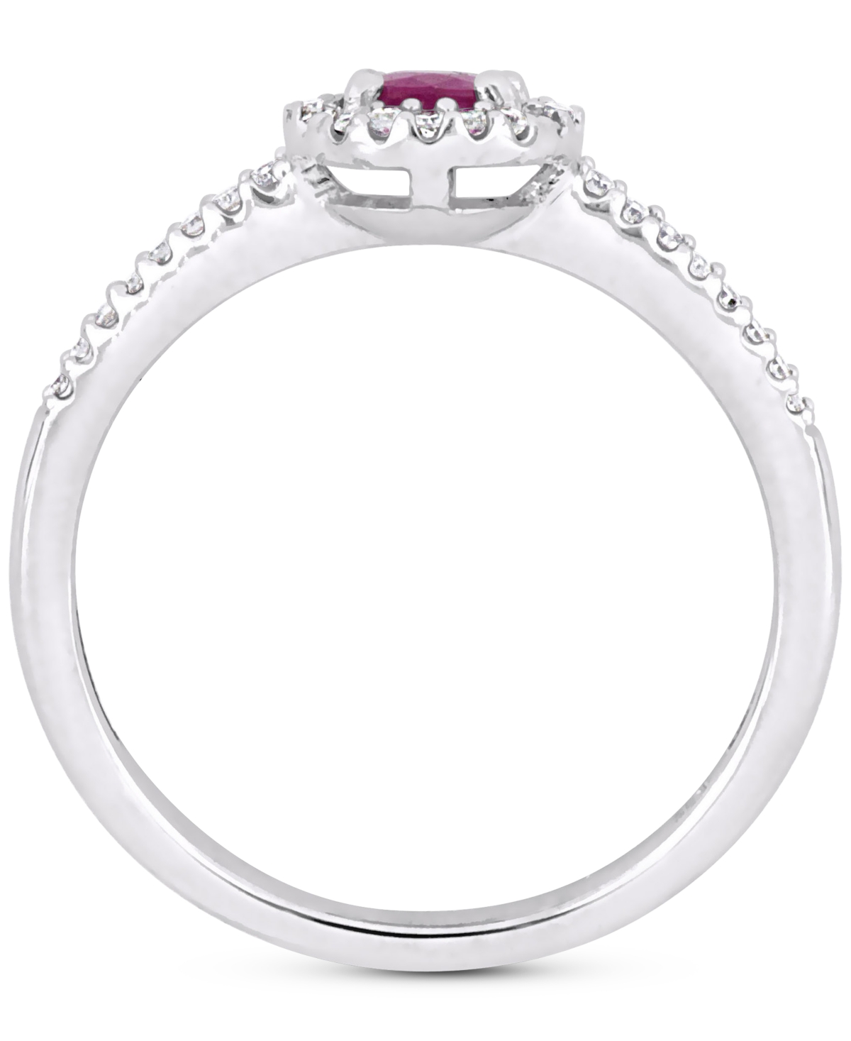 (5/8 ct. t.w.) & Diamond (1/8 ct. t.w.) Oval Halo Ring in 10k White Gold - Ruby