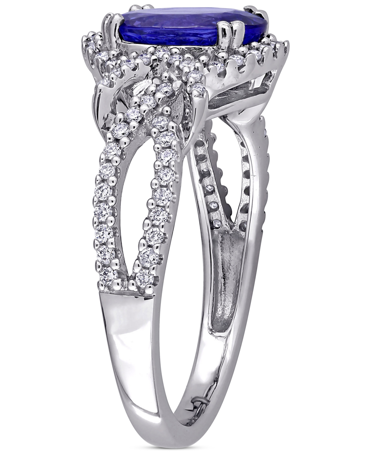 (1-4/5 ct. t.w.) & Diamond (1/3 ct. t.w.) Openwork Statement Ring in 14k White Gold - Tanzanite