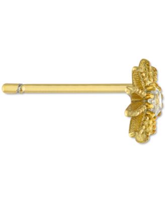 Cubic Zirconia Sun Ray Stud Earrings in Gold-Plated Sterling Silver