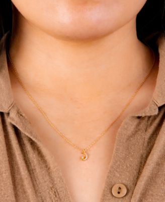 Cubic Zirconia Moon & Star Pendant Necklace in Gold-Plated Sterling Silver, 16" + 2" extender, Created for Macy's