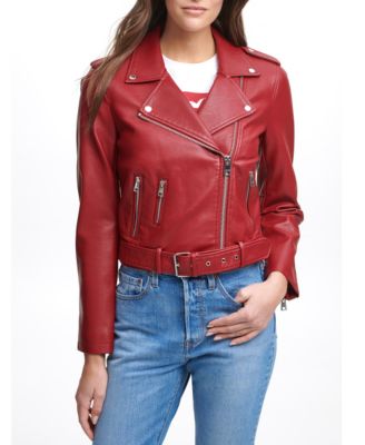red leather jacket macys