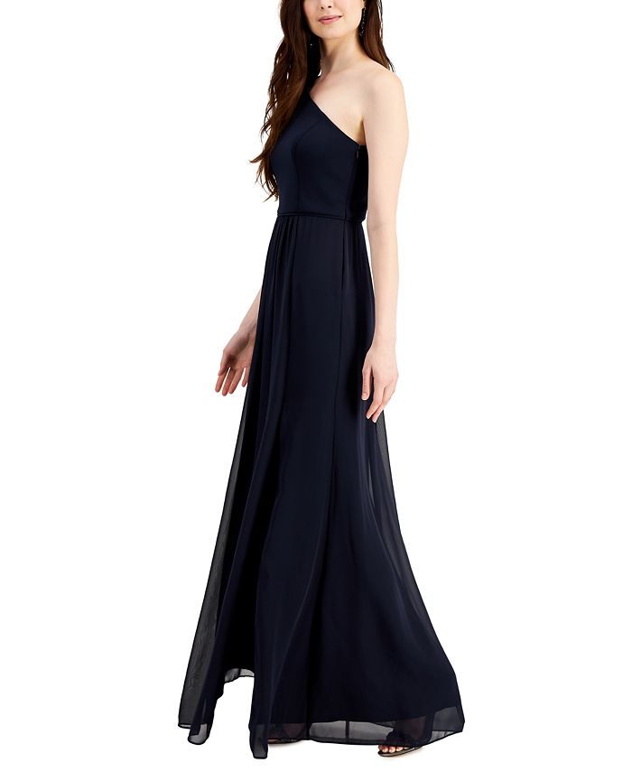 Adrianna Papell One-Shoulder Chiffon Gown - Macy's