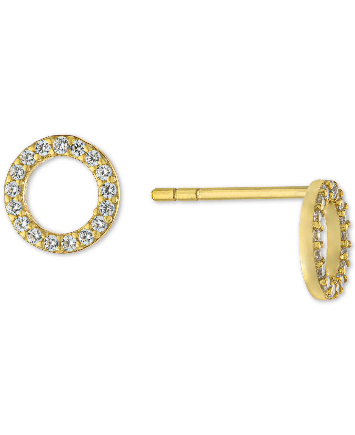 Cubic Zirconia Circle Stud Earrings in Gold-Plated Sterling Silver, Created for Macy's - Yellow Gold
