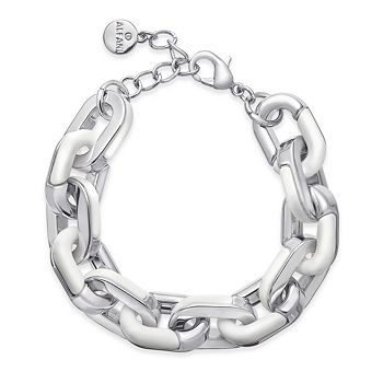 Alfani Silver-Tone & White Acrylic Large Link Bracelet
