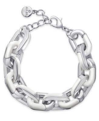 Alfani Silver-Tone & White Acrylic Large Link Bracelet, Created for ...