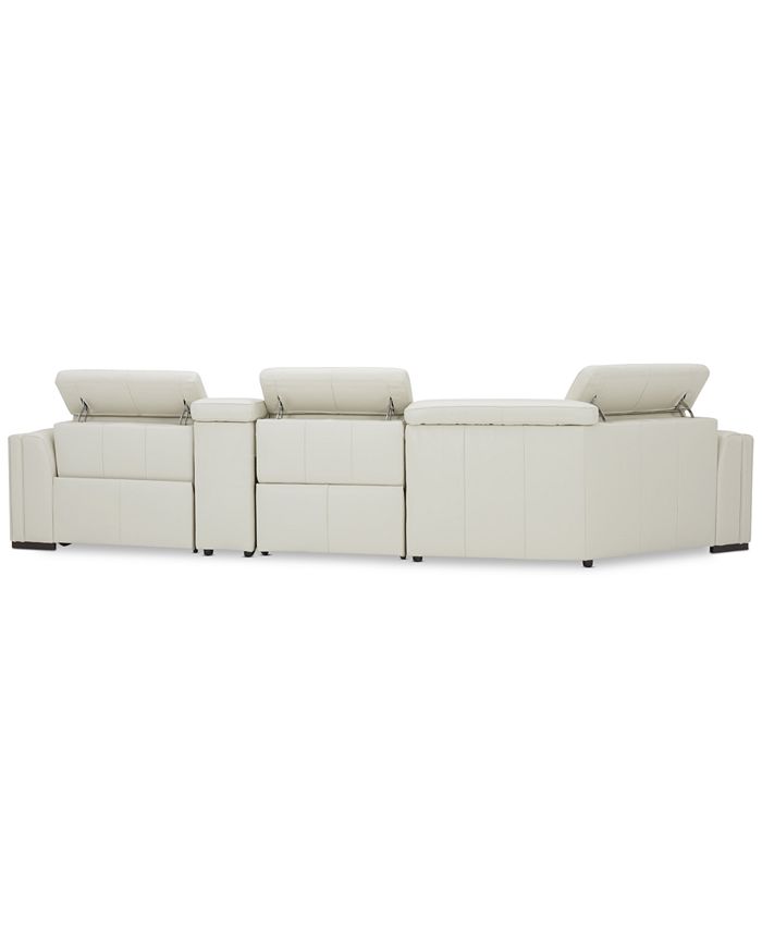 Furniture 4Pc Leather Cuddler Sectional with 2 Power Recliners, Created for Macy's Macy's