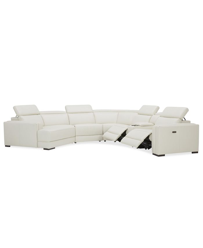 Furniture 6Pc. Leather Sofa with 2 Power Motion Recliners and