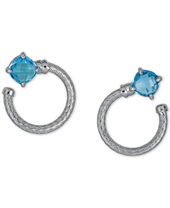 Macy's - Sky Blue Topaz Spiral Hoop Earrings (5 ct. t.w.) in Sterling Silver