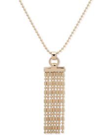 Gold-Tone Ball Chain Fringe 36" Long Pendant Necklace