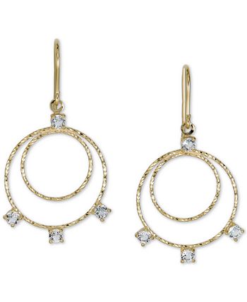 Macy's - White Topaz Circle Drop Earrings (3/4 ct. t.w.) in 14k Gold-Plated Sterling Silver