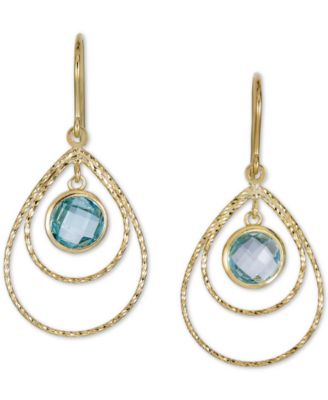 Macy's - Sky Blue Topaz Double Teardrop Drop Earrings (2-1/5 ct. t.w.) in 14k Gold-Plated Sterling Silver