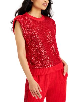 INC International Concepts - Sequined Sleeveless Sweatshirt