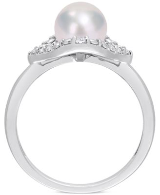 Cultured Freshwater Pearl (7mm) & Lab-Created White Sapphire Accent Ring in Sterling Silver