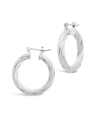 Sterling Forever Women's Twisted Hollow Hoop Earrings - Macy's