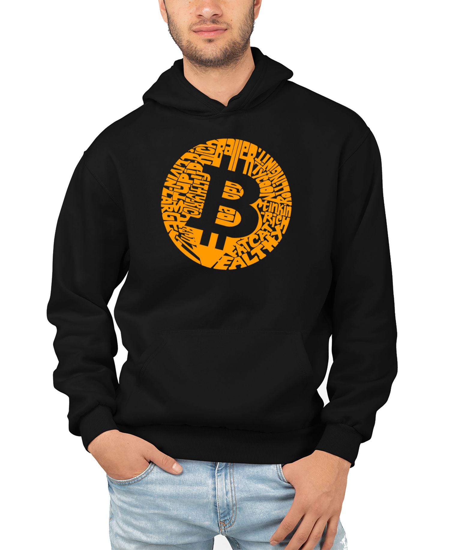 Men's Bitcoin Word Art Hooded Sweatshirt