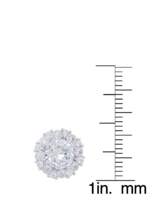 Cubic Zirconia Round Stud Silver Plate Earrings