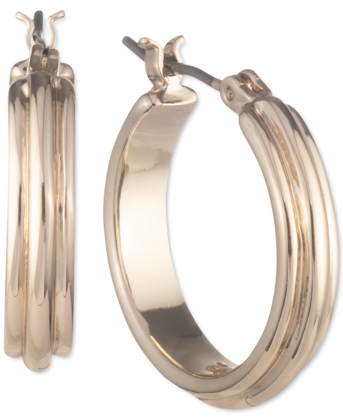 Lauren Ralph Lauren Gold-tone Small Triple-row Textured Hoop Earrings, 0.8"