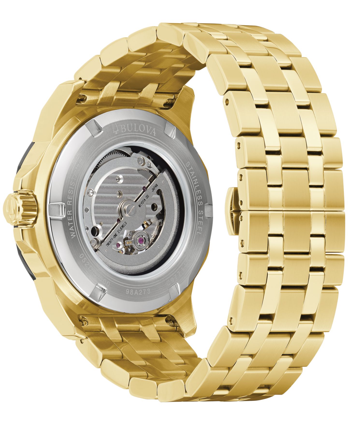 Мужские часы Bulova Automatic Marine Star Gold-Tone Stainless Steel Bracelet Watch 45mm — фото 3