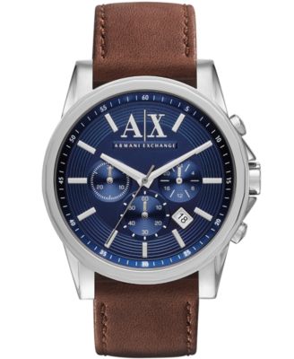 A|X Armani Exchange - Men's Chronograph Brown Leather Strap Watch 45mm X2501
